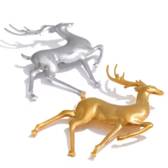 Christmas Reindeer Stainless Steel Waterproof Brooch - Picture 6 of 10